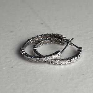 Sterling Silver 925 Hoop Earrings Hinged Latch Back Textured Starburst Dainty